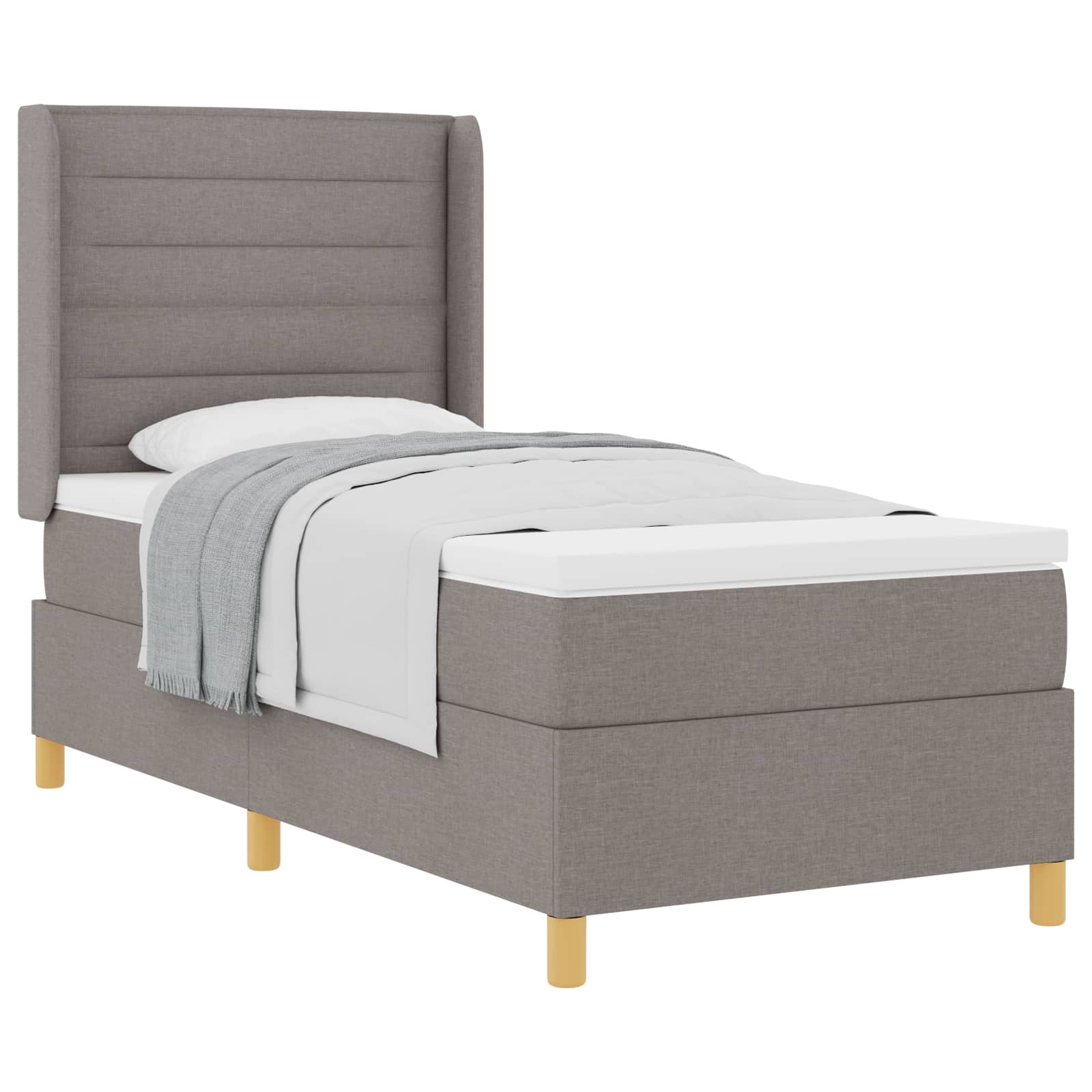 Lit à ressorts avec matelas Taupe 100 x 200 cm tissu - XIOS
