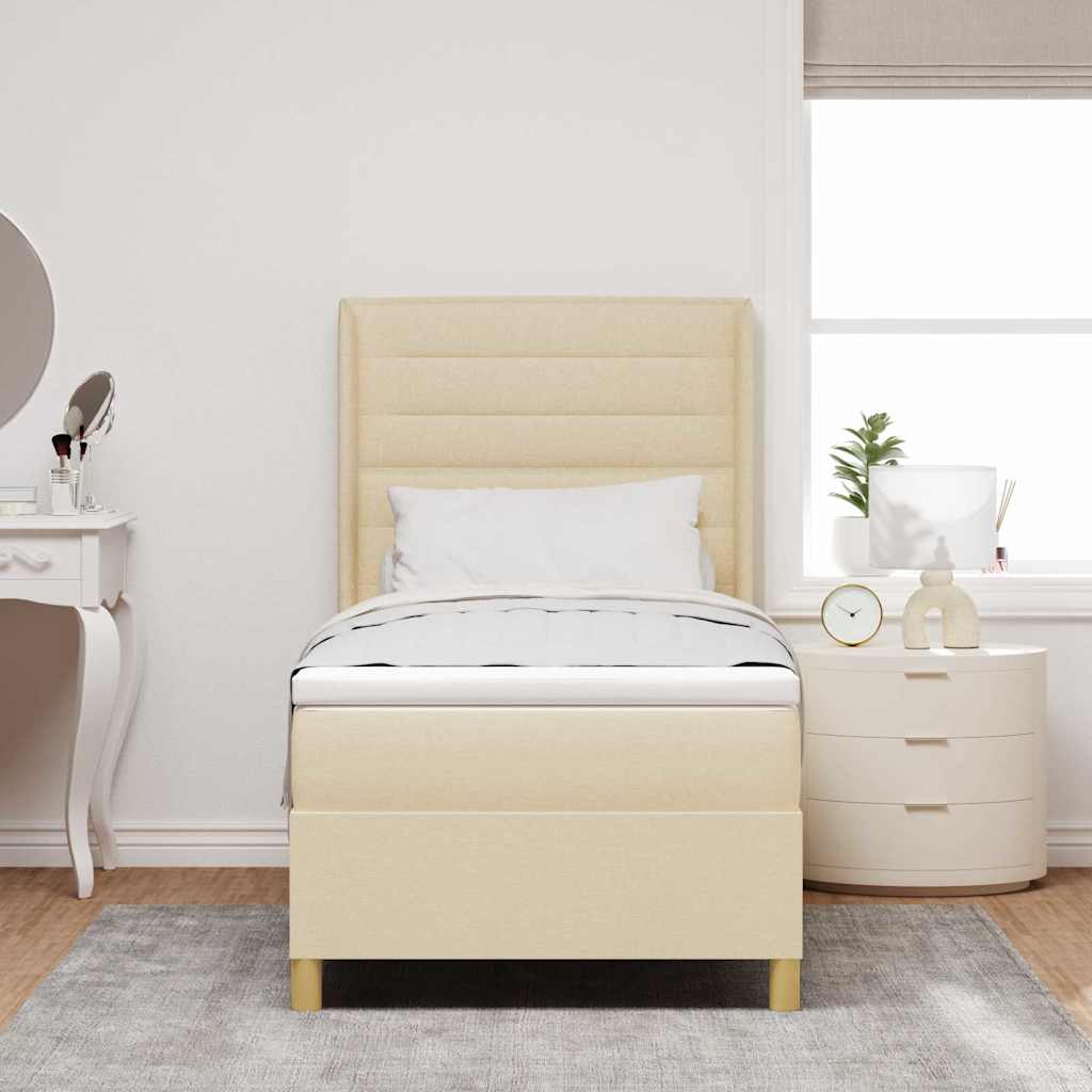 Lit à ressorts avec matelas Crème 100 x 200 cm tissu - XIOS