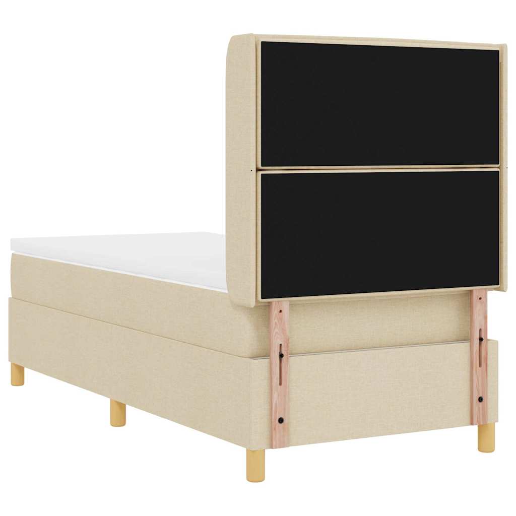 Lit à ressorts avec matelas Crème 100 x 200 cm tissu - XIOS