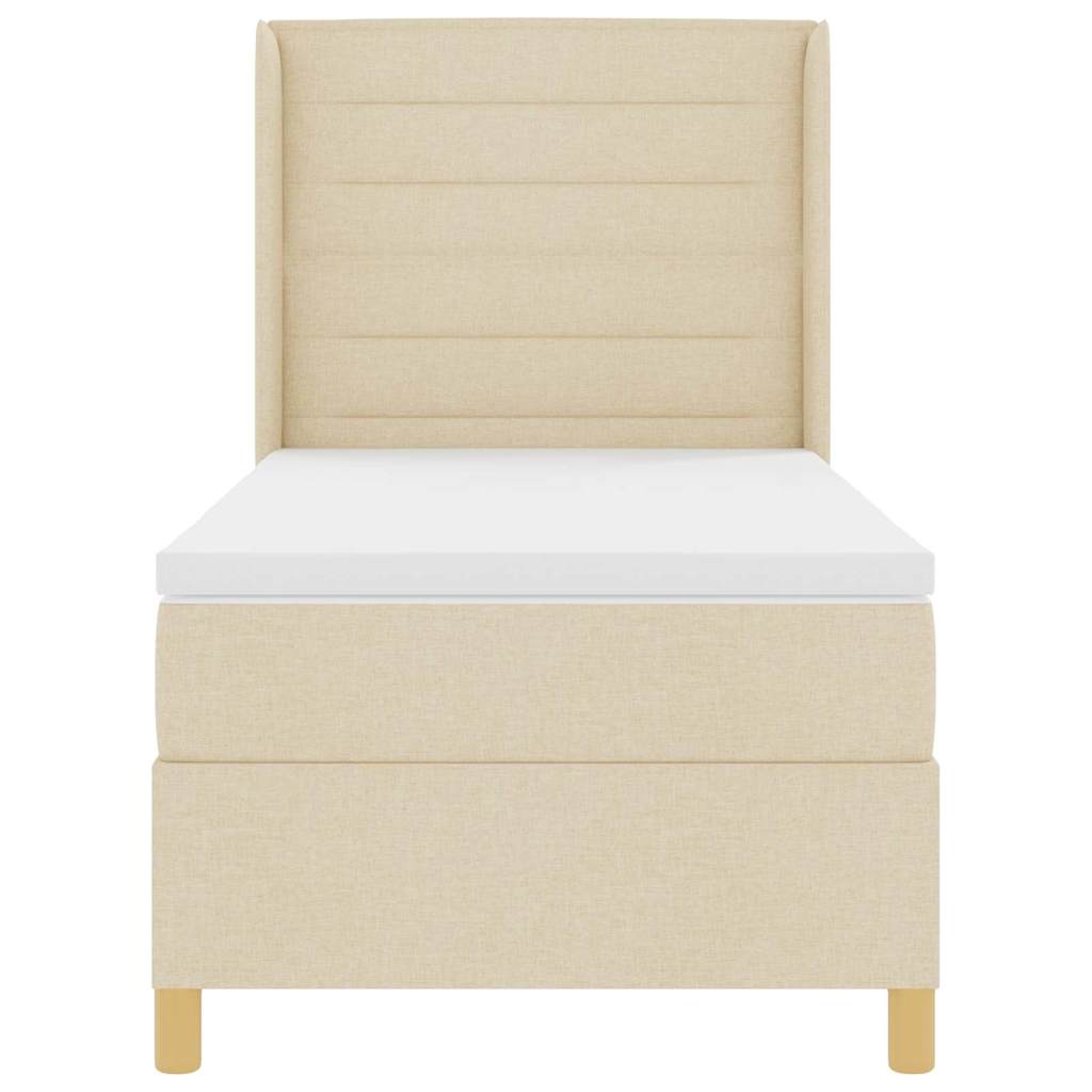 Lit à ressorts avec matelas Crème 100 x 200 cm tissu - XIOS