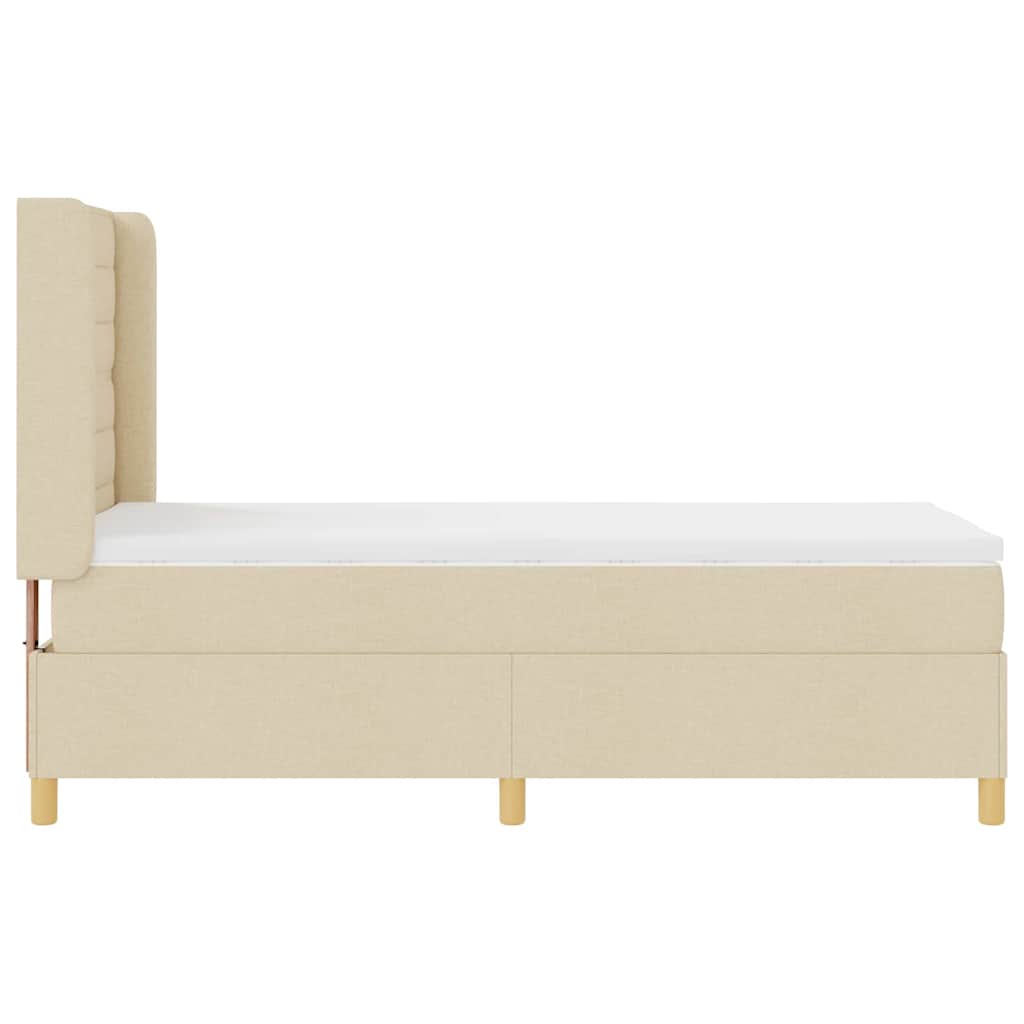 Lit à ressorts avec matelas Crème 100 x 200 cm tissu - XIOS