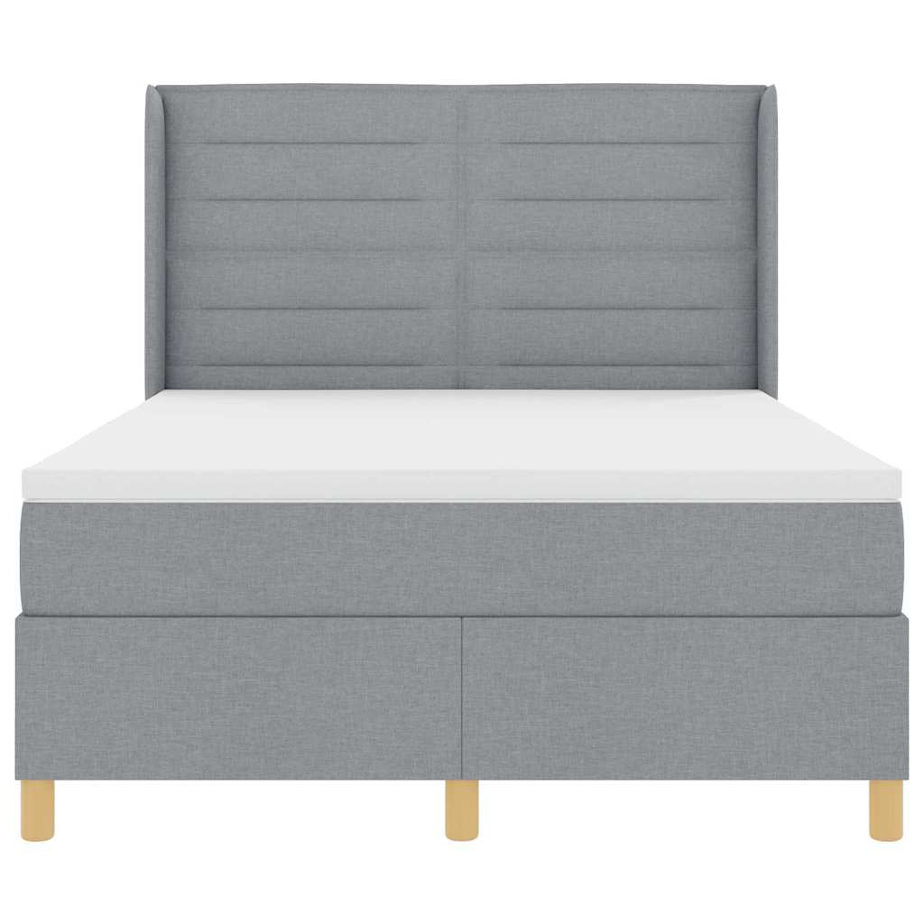 Lit à ressorts avec matelas Gris clair 140 x 190 cm tissu - XIOS