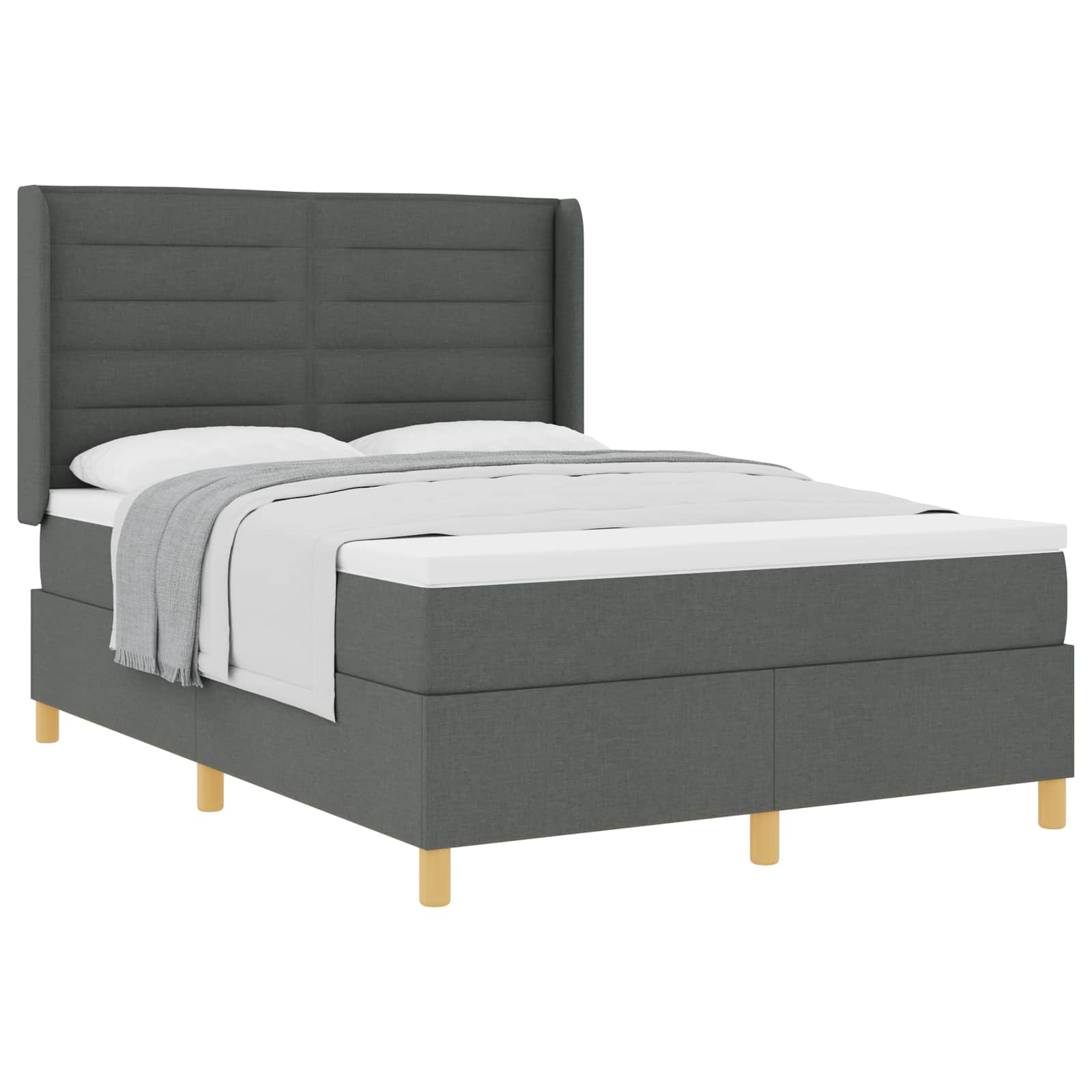 Lit à ressorts avec matelas Gris foncé 140 x 190 cm tissu - XIOS