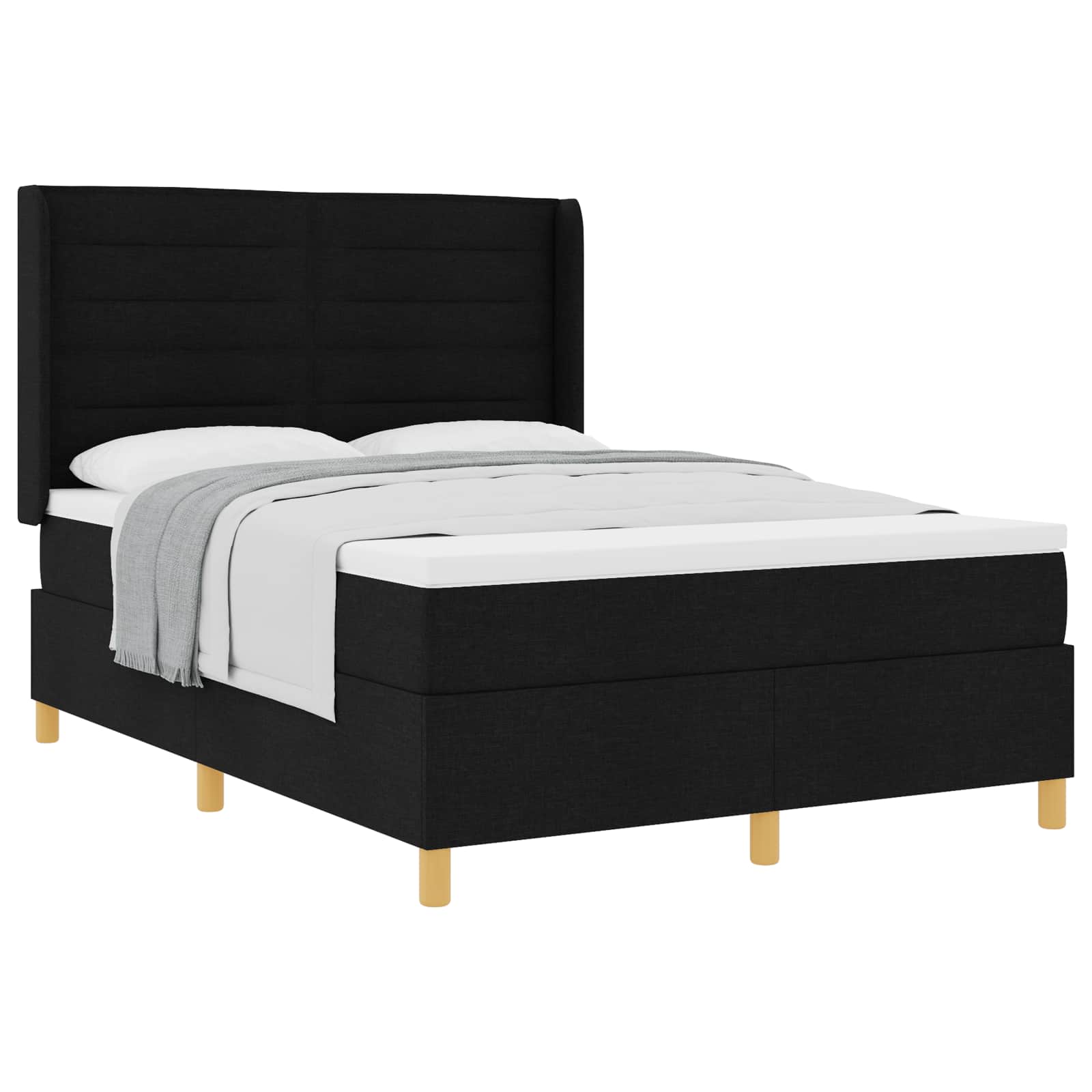 Lit à ressorts avec matelas Noir 140 x 190 cm tissu - XIOS