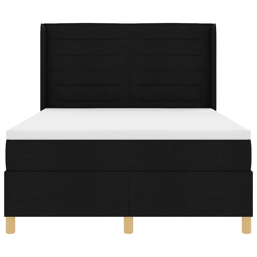 Lit à ressorts avec matelas Noir 140 x 190 cm tissu - XIOS