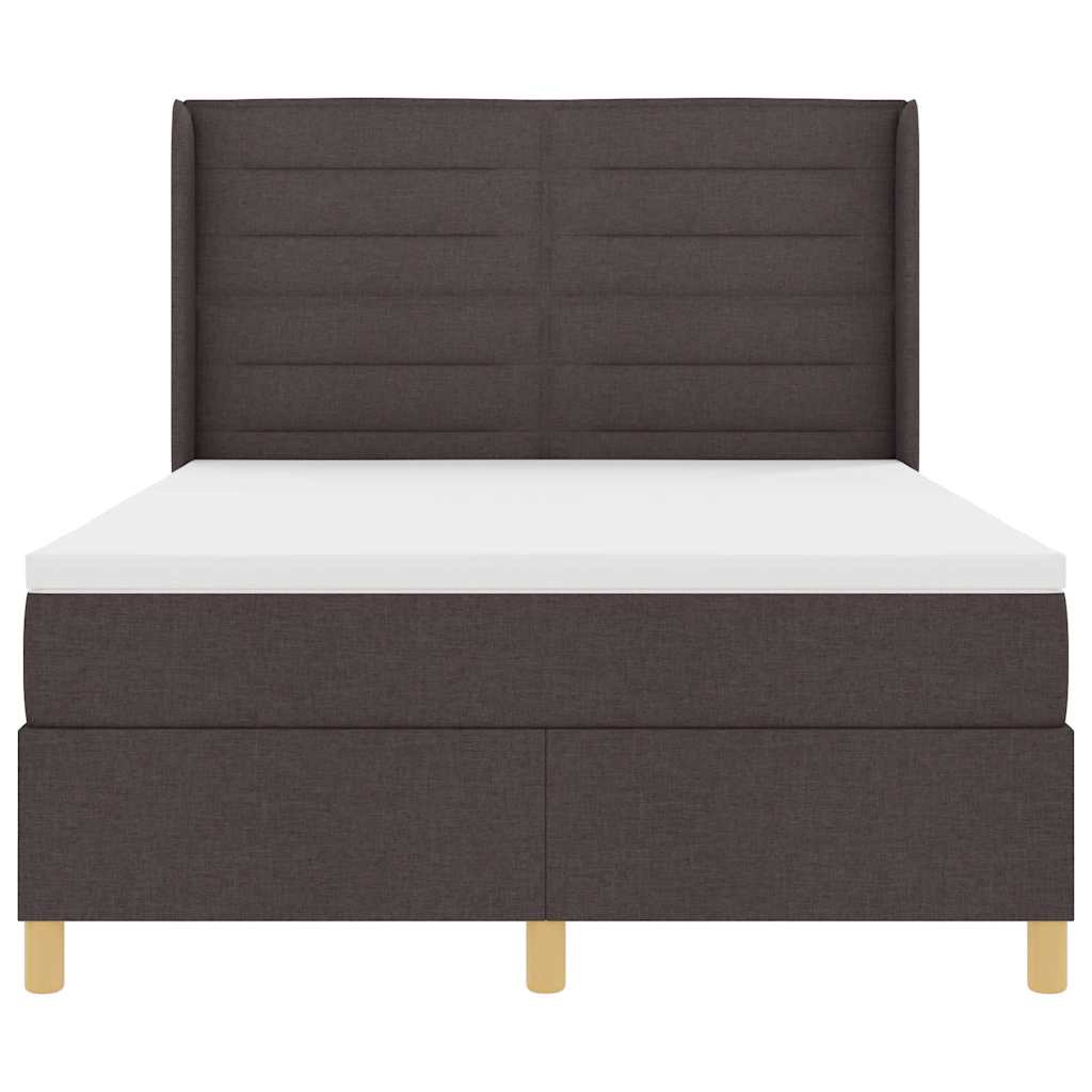 Lit à ressorts avec matelas Marron foncé 140 x 190 cm tissu