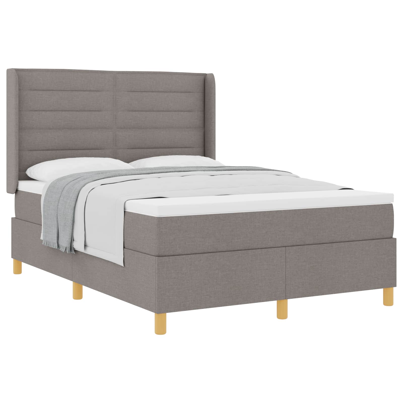 Lit à ressorts avec matelas Taupe 140 x 190 cm tissu - XIOS