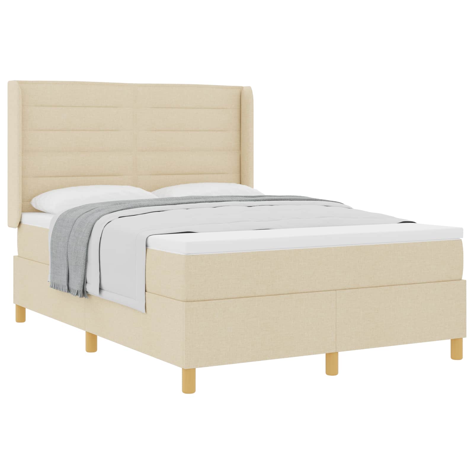 Lit à ressorts avec matelas Crème 140 x 190 cm tissu - XIOS