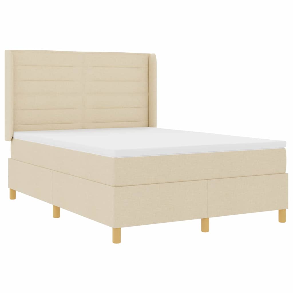 Lit à ressorts avec matelas Crème 140 x 190 cm tissu - XIOS