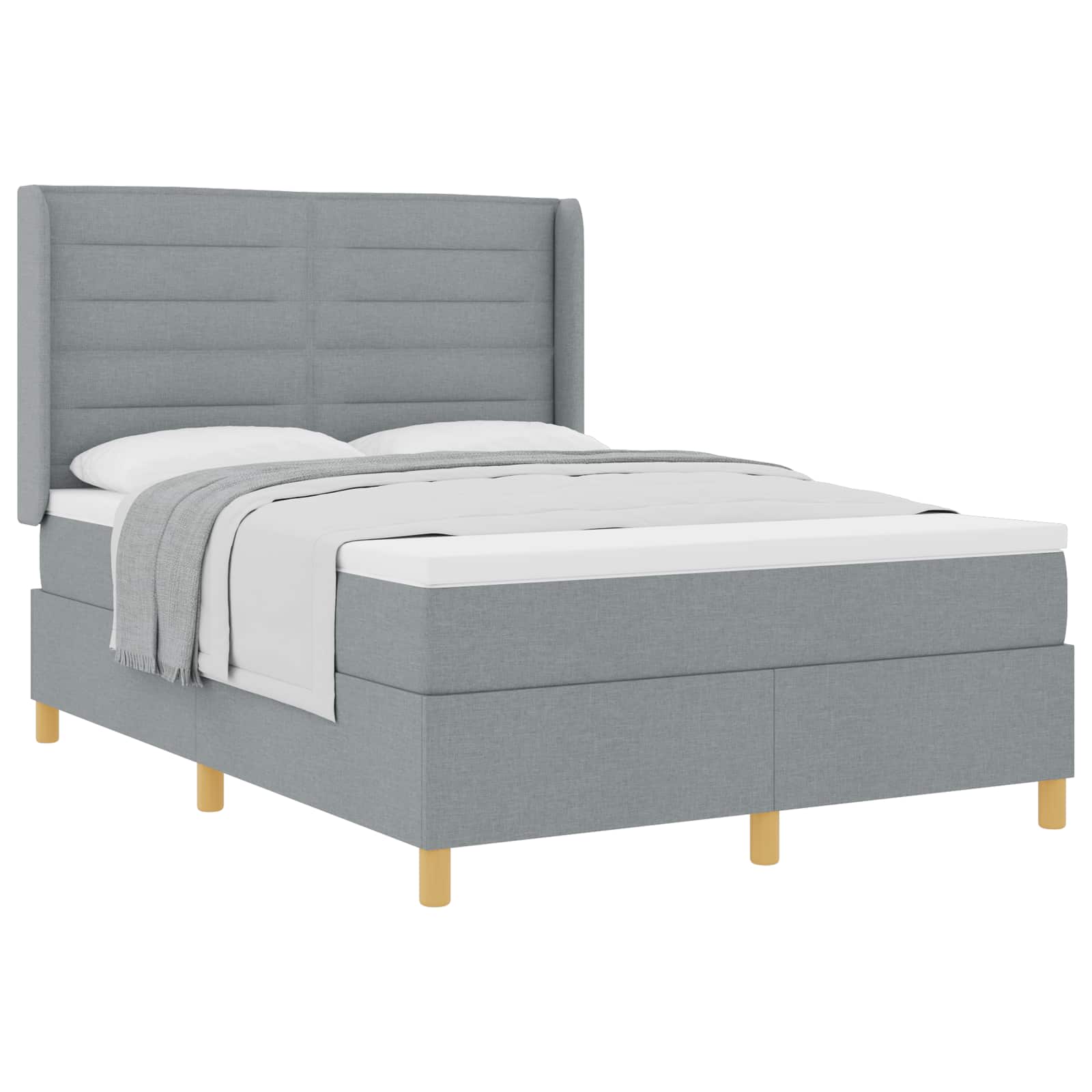 Lit à ressorts avec matelas Gris clair 140 x 200 cm tissu - XIOS