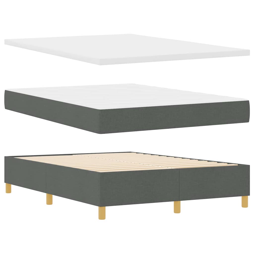 Lit à ressorts avec matelas Gris foncé 140 x 200 cm tissu - XIOS