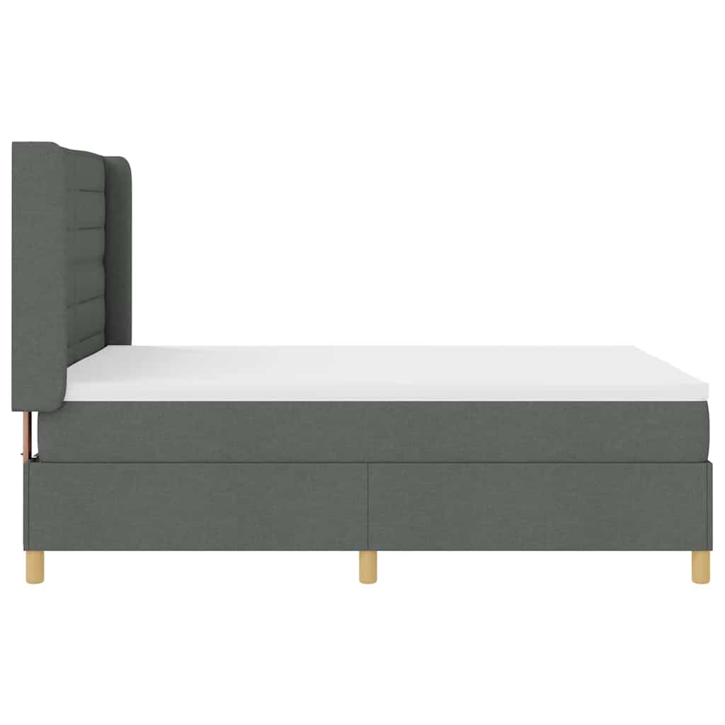 Lit à ressorts avec matelas Gris foncé 140 x 200 cm tissu - XIOS