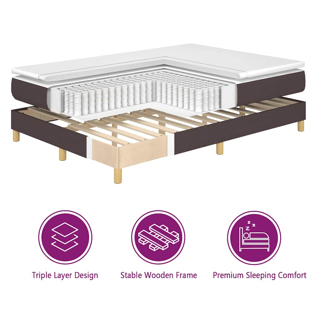 Lit à ressorts avec matelas Marron foncé 140 x 200 cm tissu