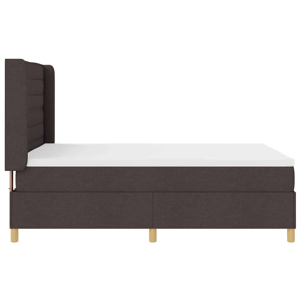 Lit à ressorts avec matelas Marron foncé 140 x 200 cm tissu