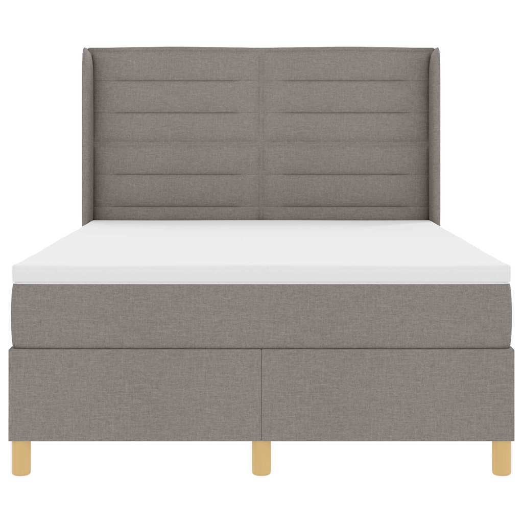 Lit à ressorts avec matelas Taupe 140 x 200 cm tissu - XIOS