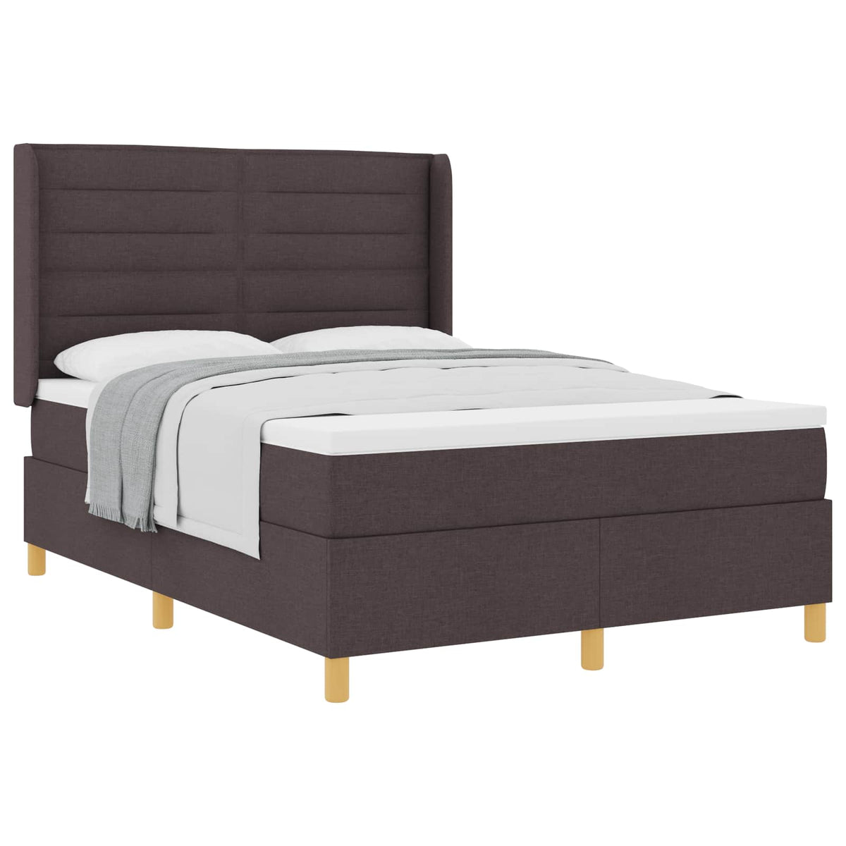 Lit à ressorts avec matelas Marron foncé 160 x 200 cm tissu