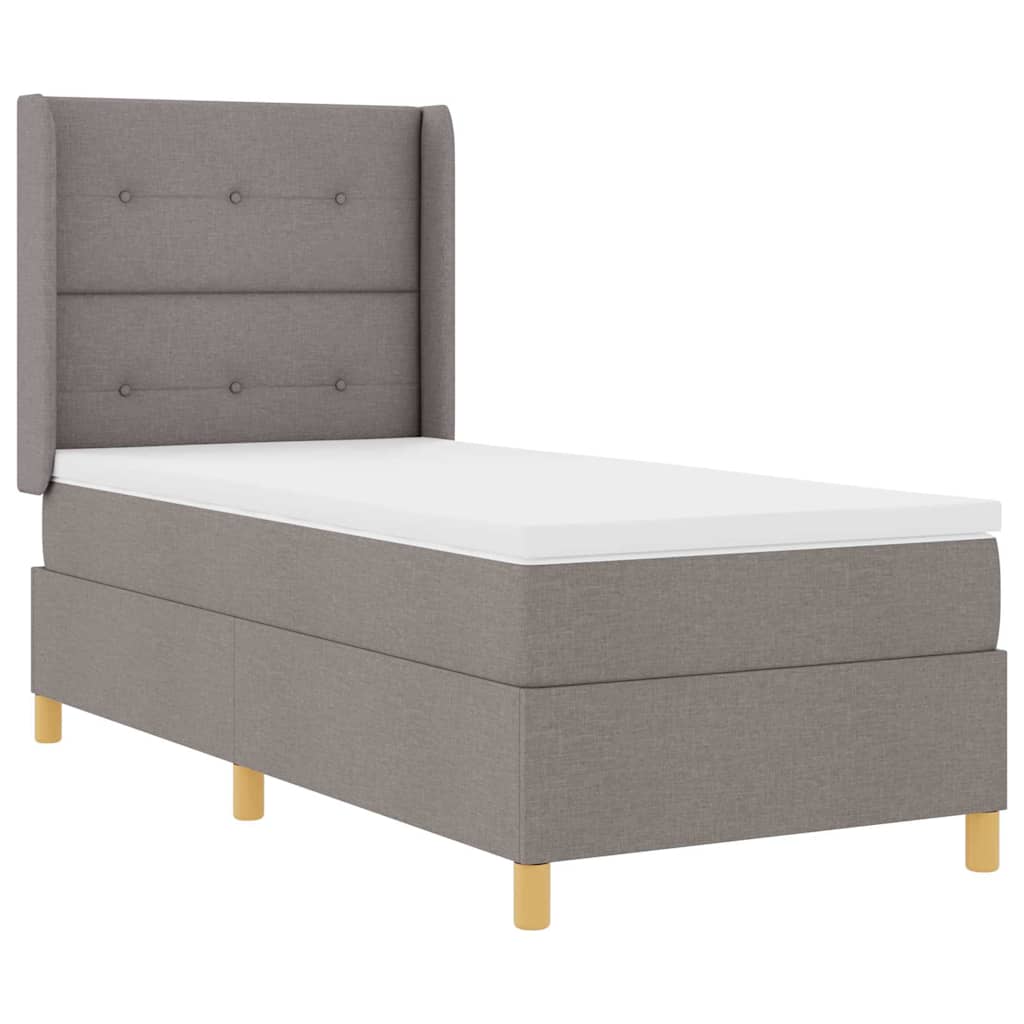 Lit à ressorts avec tête de lit Taupe 80 x 200 cm tissu - XIOS