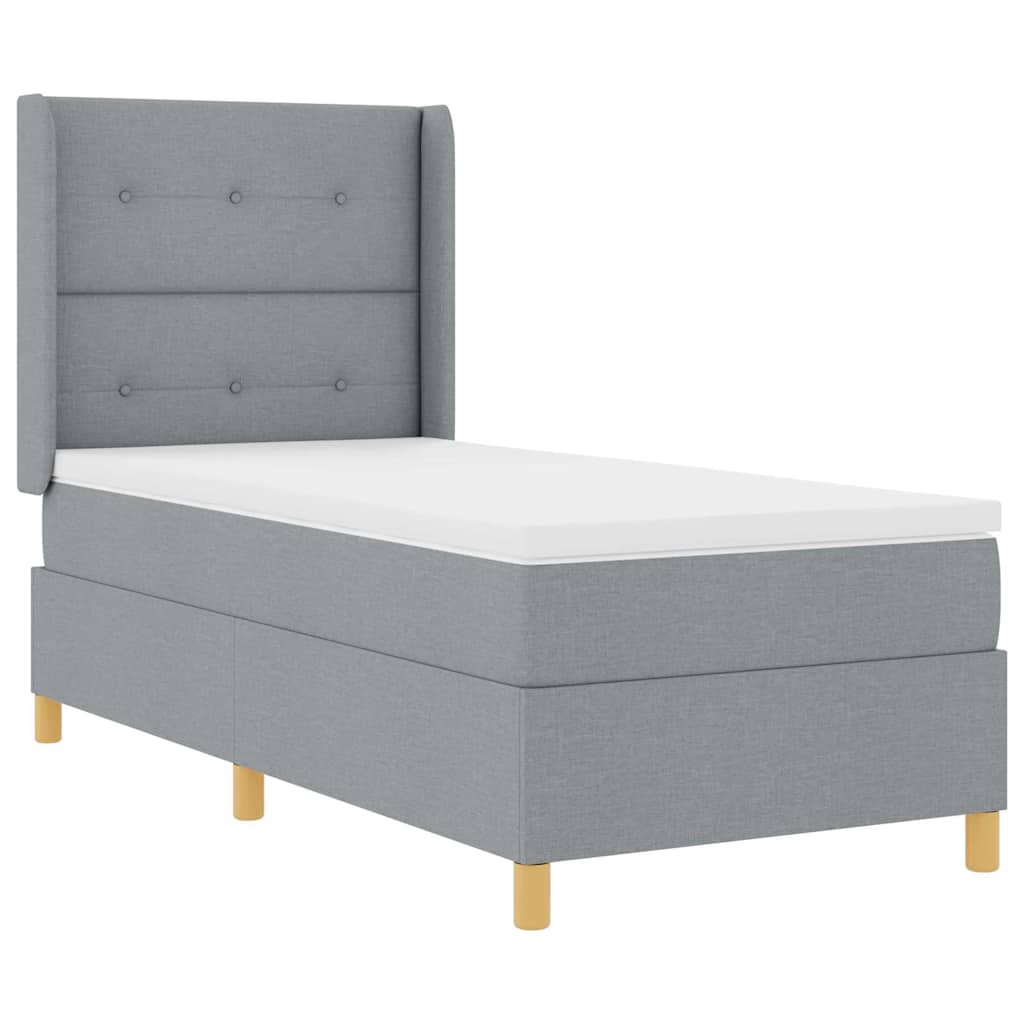Lit à ressorts avec tête de lit Gris clair 90 x 190 cm tissu - XIOS