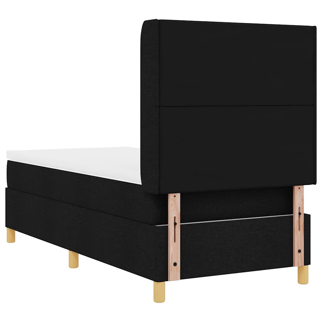 Lit à ressorts avec tête de lit Noir 100 x 200 cm tissu - XIOS