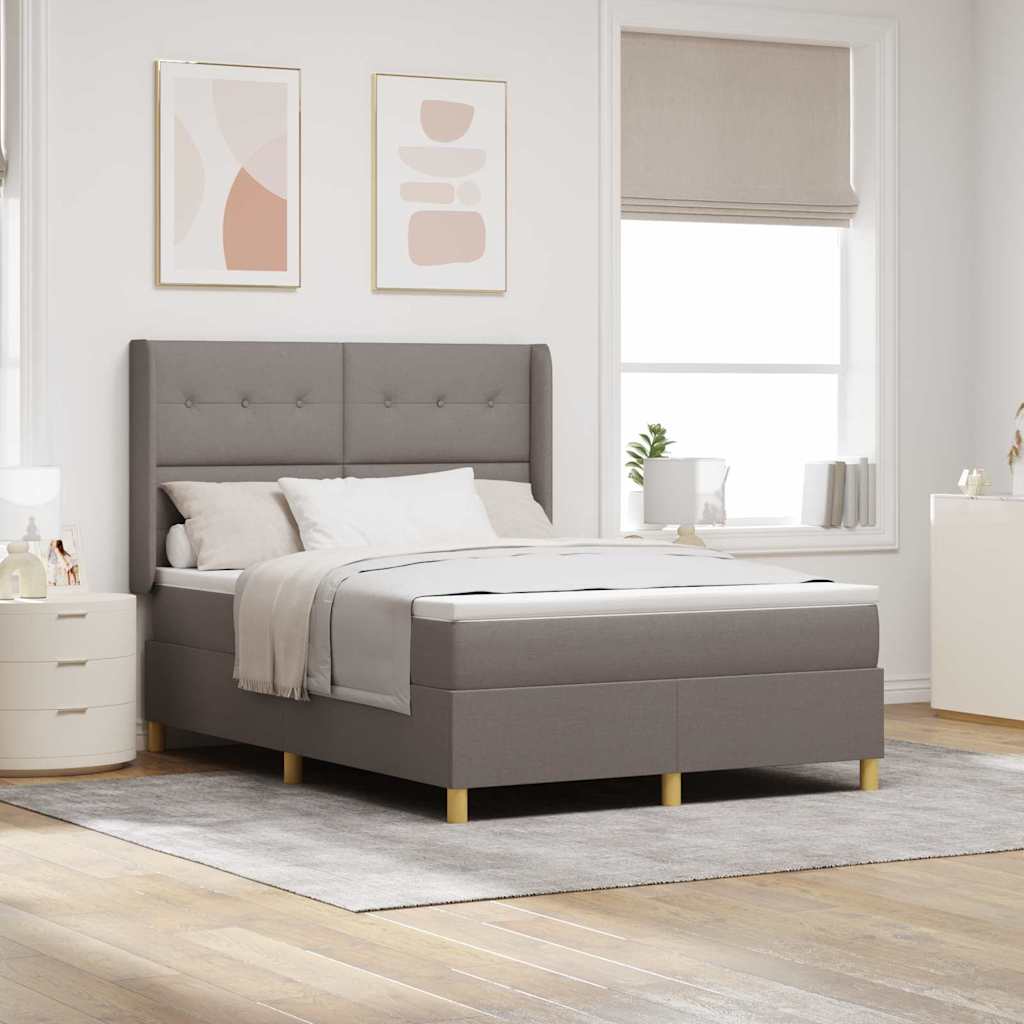 Lit à ressorts avec matelas Taupe 160 x 200 cm tissu - XIOS