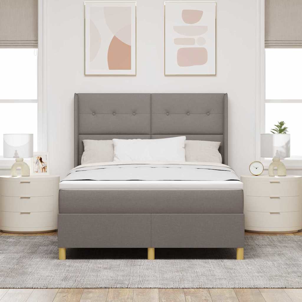 Lit à ressorts avec matelas Taupe 160 x 200 cm tissu - XIOS
