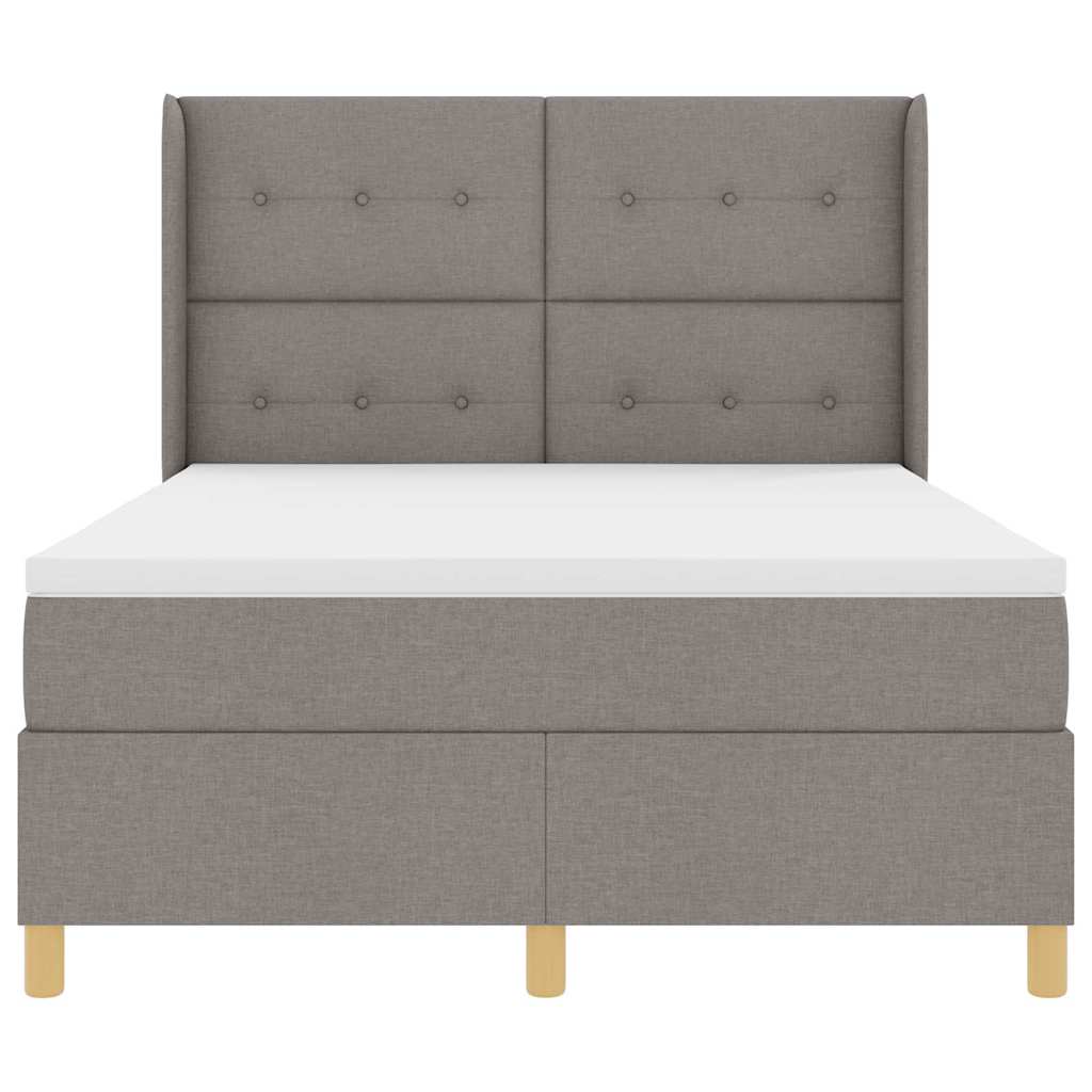 Lit à ressorts avec matelas Taupe 160 x 200 cm tissu - XIOS