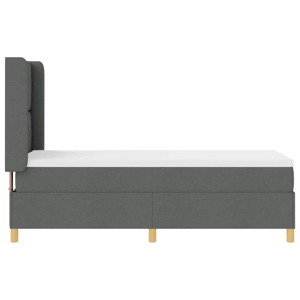 Lit à ressorts avec tête de lit Gris foncé 80 x 200 cm tissu