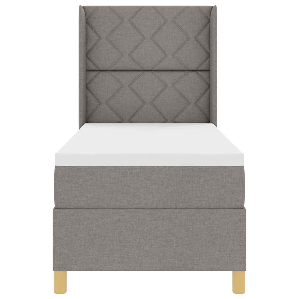 Lit à ressorts avec tête de lit Taupe 80 x 200 cm tissu
