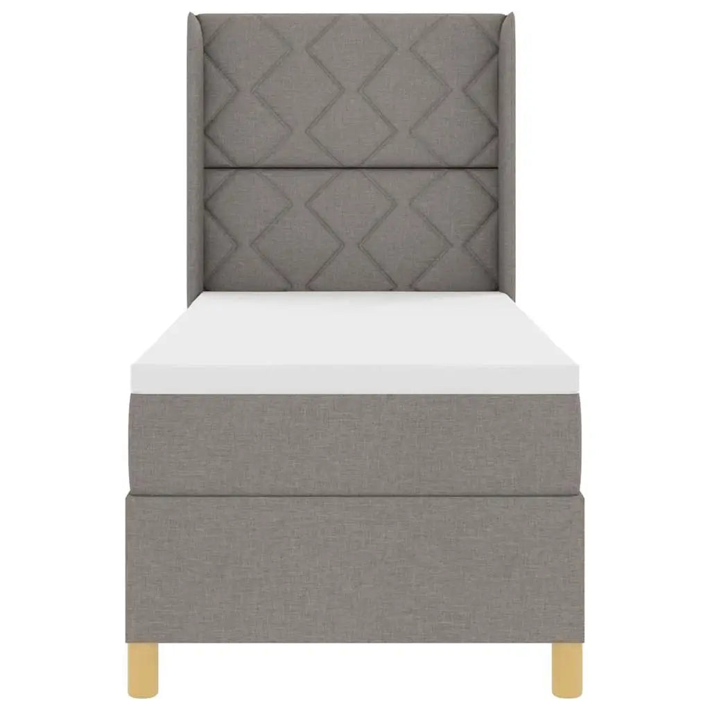 Lit à ressorts avec tête de lit Taupe 80 x 200 cm tissu - XIOS