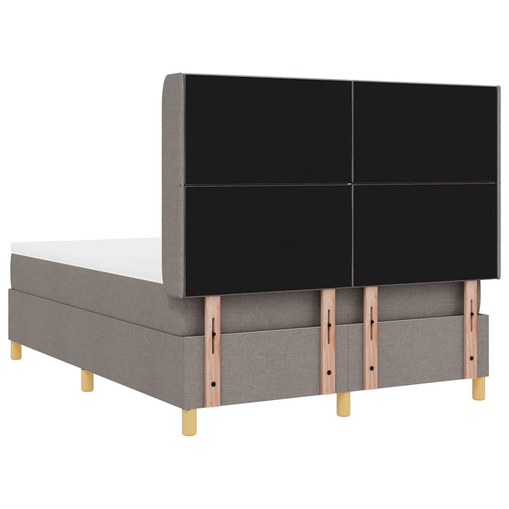 Lit à ressorts avec tête de lit Taupe 140 x 190 cm tissu