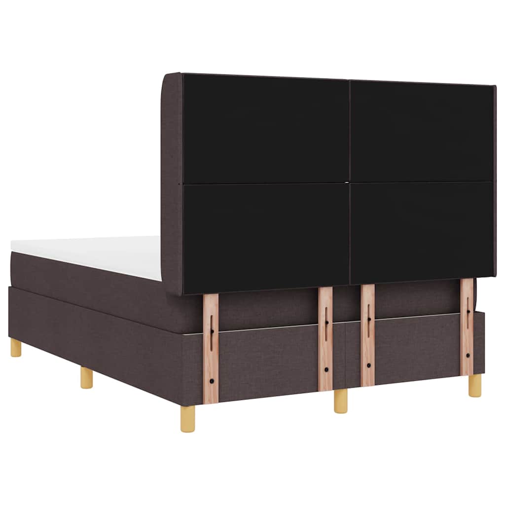 Lit à ressorts avec tête de lit Marron foncé 160 x 200 cm tissu