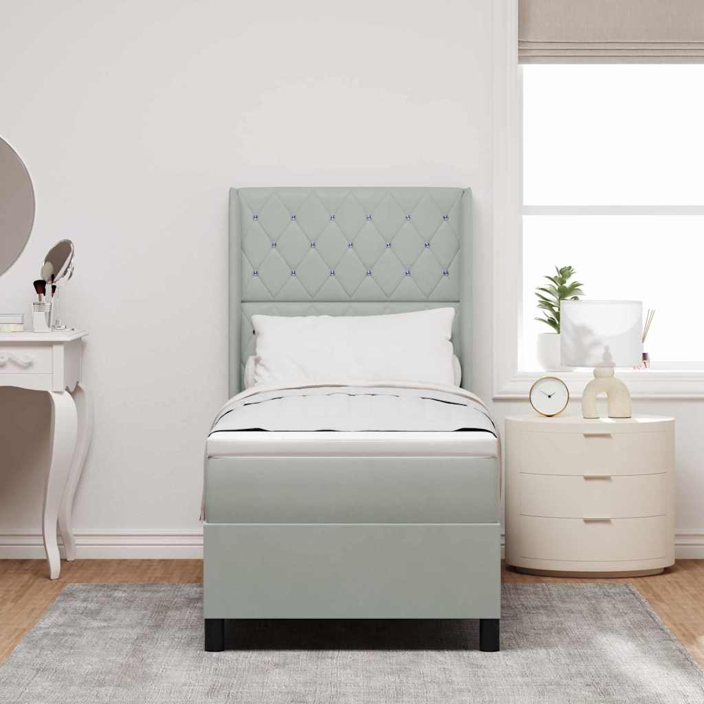 Lit à ressorts avec matelas Gris clair 80 x 200 cm Velours - XIOS