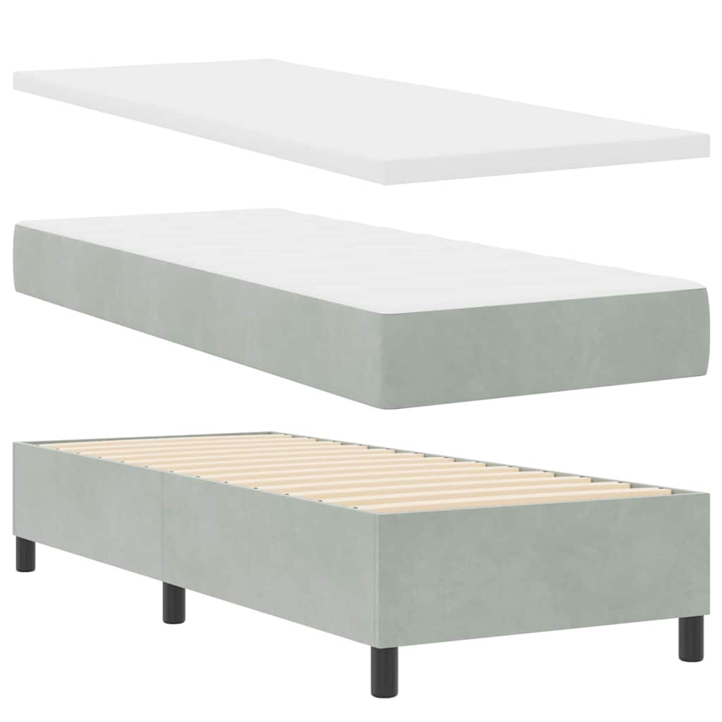 Lit à ressorts avec matelas Gris clair 80 x 200 cm Velours - XIOS