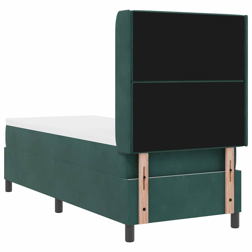 Lit à ressorts avec matelas Vert foncé 80 x 200 cm Velours