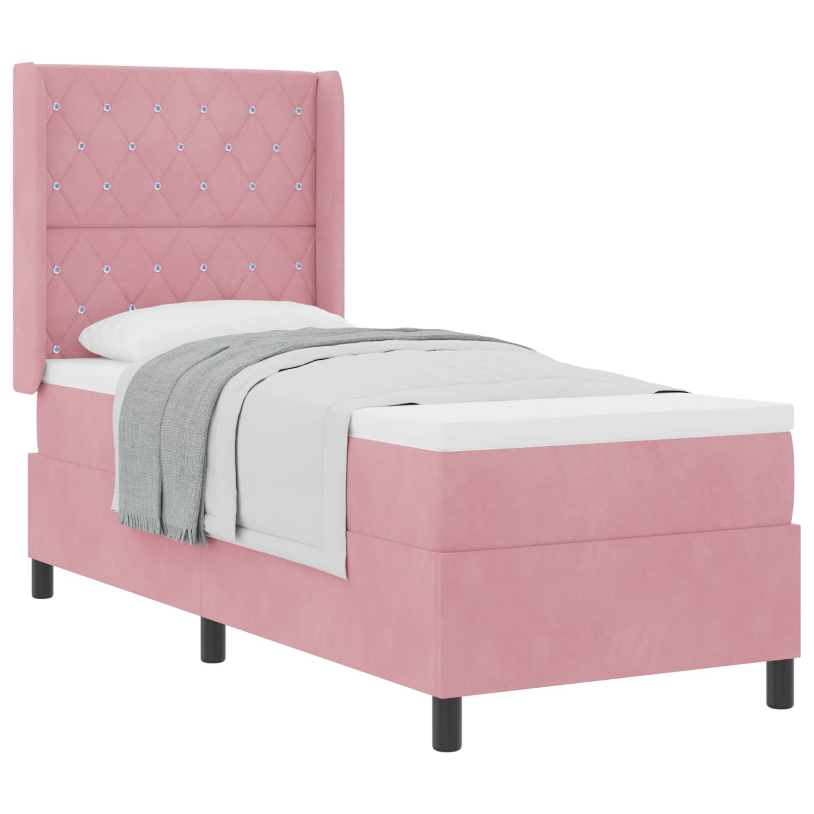 Lit à ressorts avec matelas Rose 80 x 200 cm Velours - XIOS