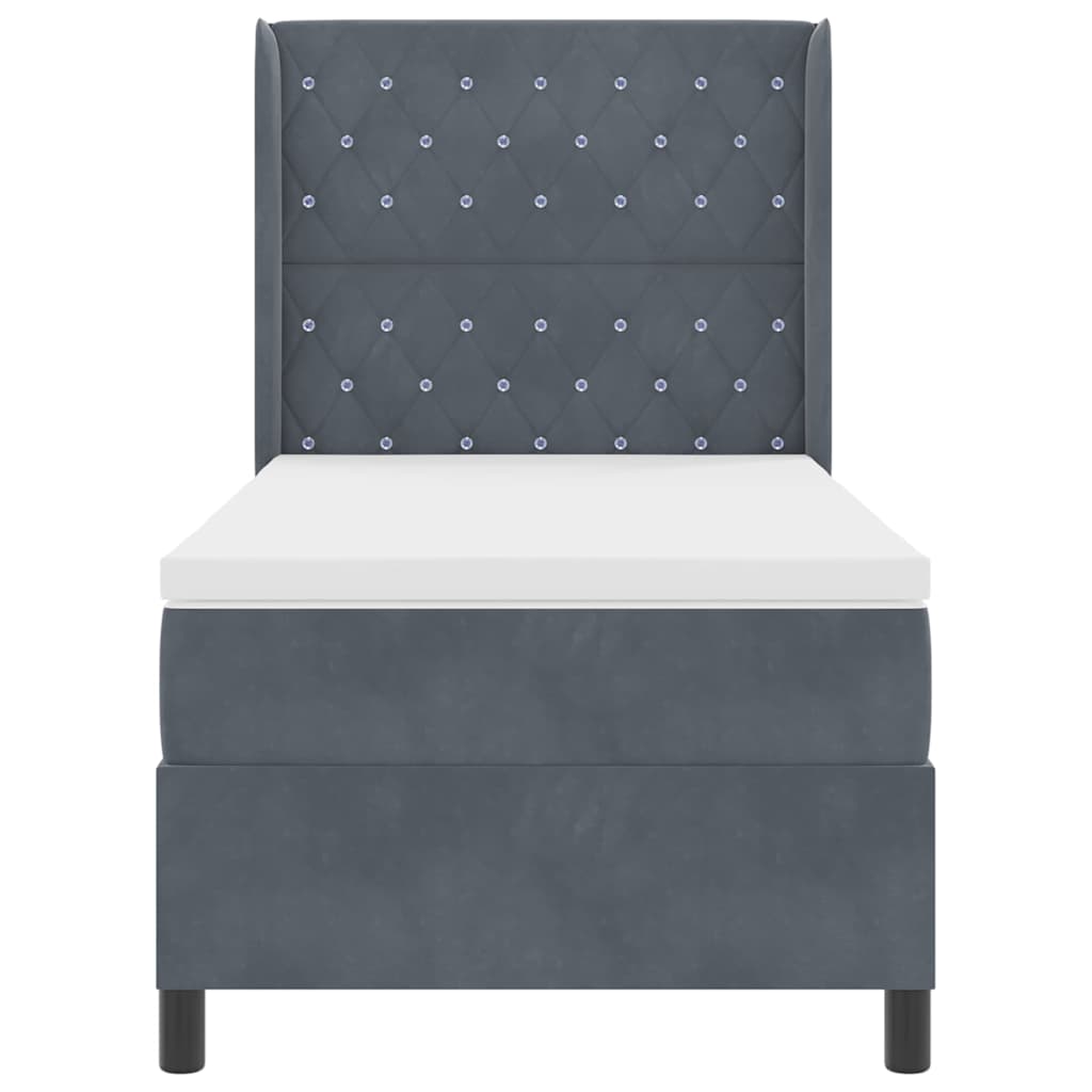 Lit à ressorts avec matelas Gris foncé 100 x 200 cm Velours - XIOS