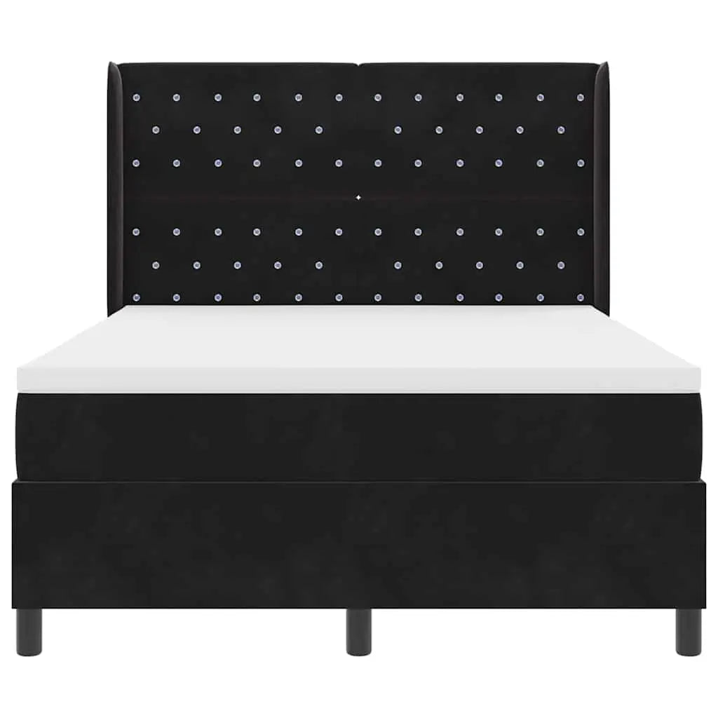 Lit à ressorts avec matelas Noir 140 x 190 cm Velours - XIOS