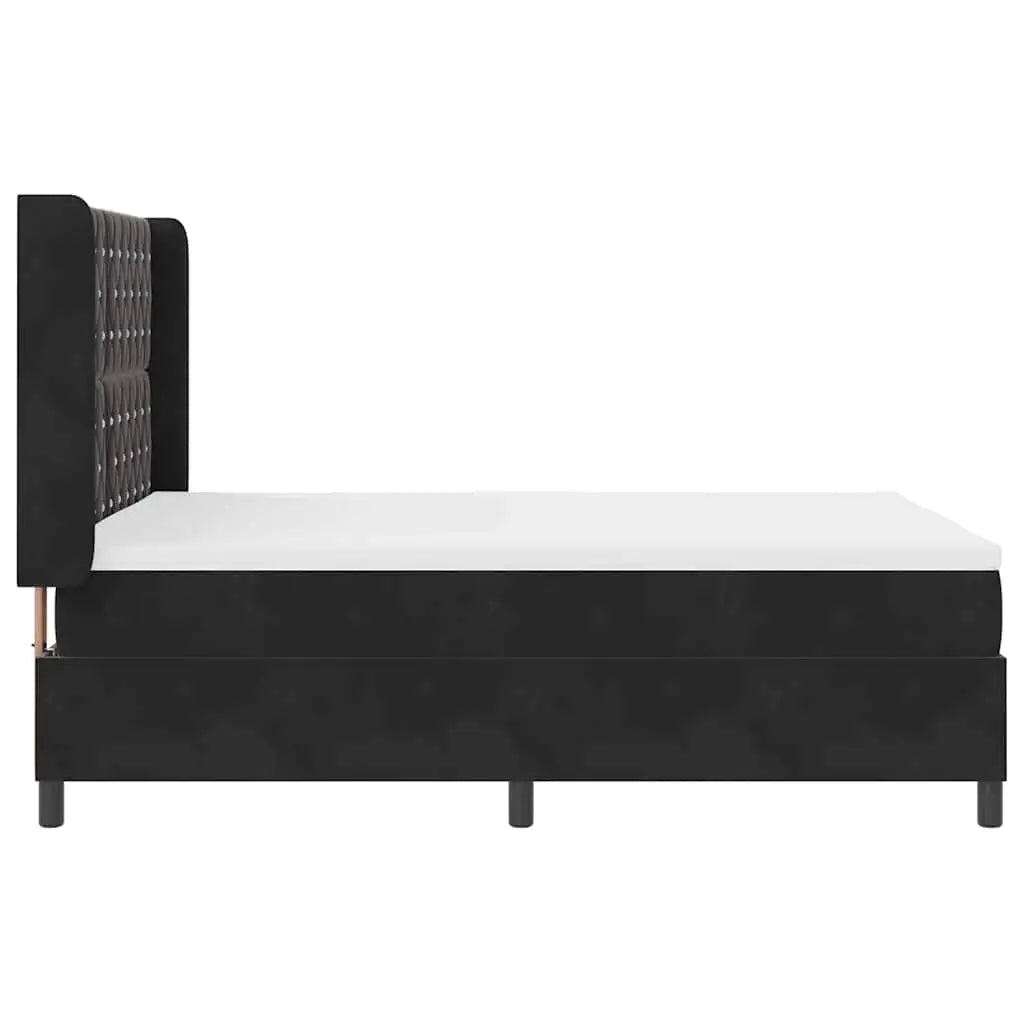 Lit à ressorts avec matelas Noir 140 x 190 cm Velours - XIOS
