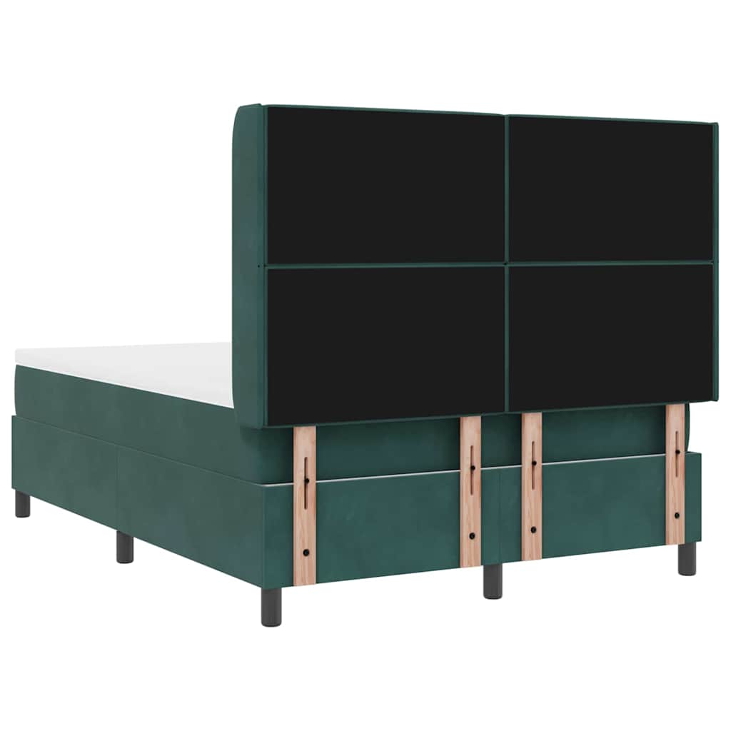Lit à ressorts avec matelas Vert foncé 140 x 190 cm Velours
