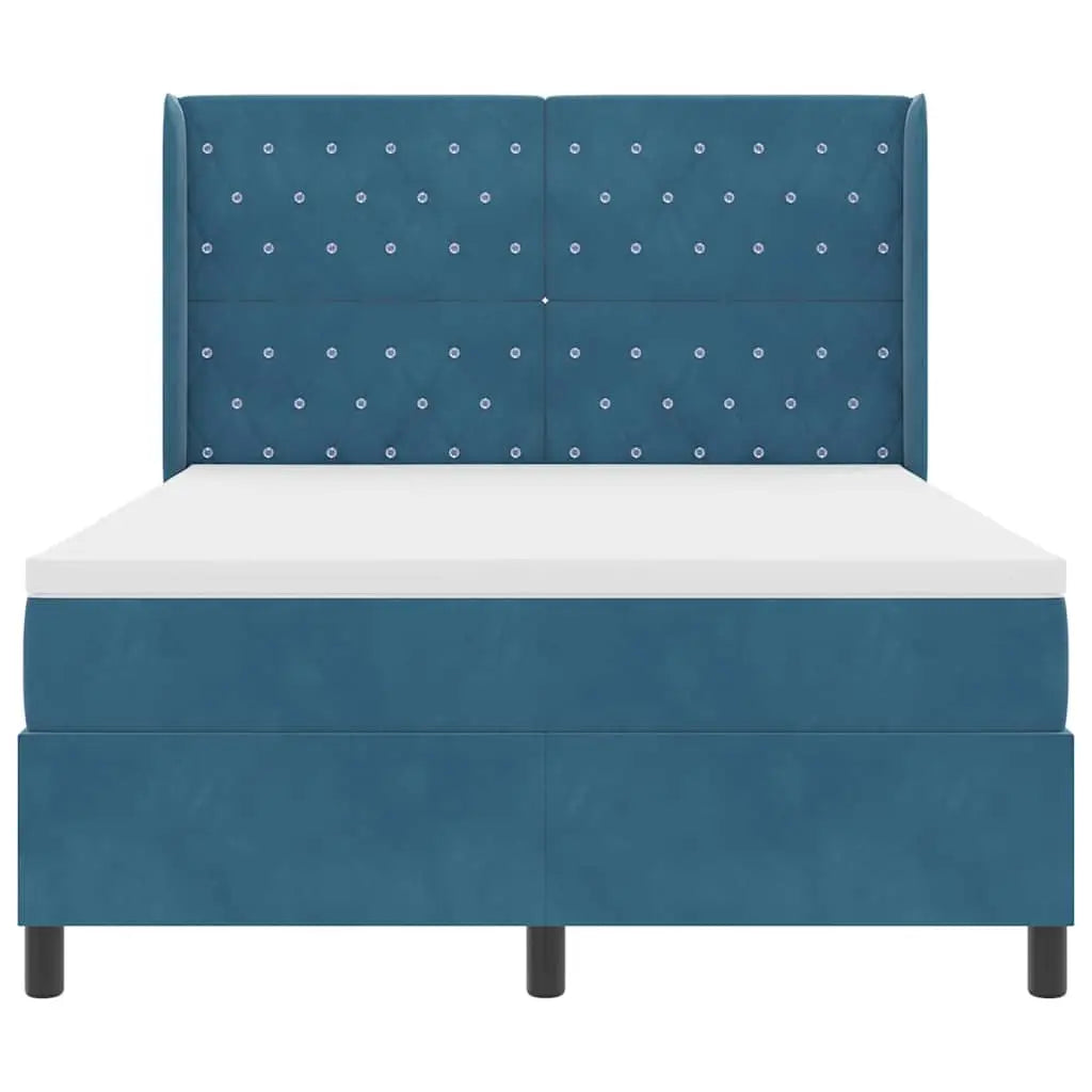 Lit à ressorts avec matelas Bleu 140 x 190 cm Velours - XIOS
