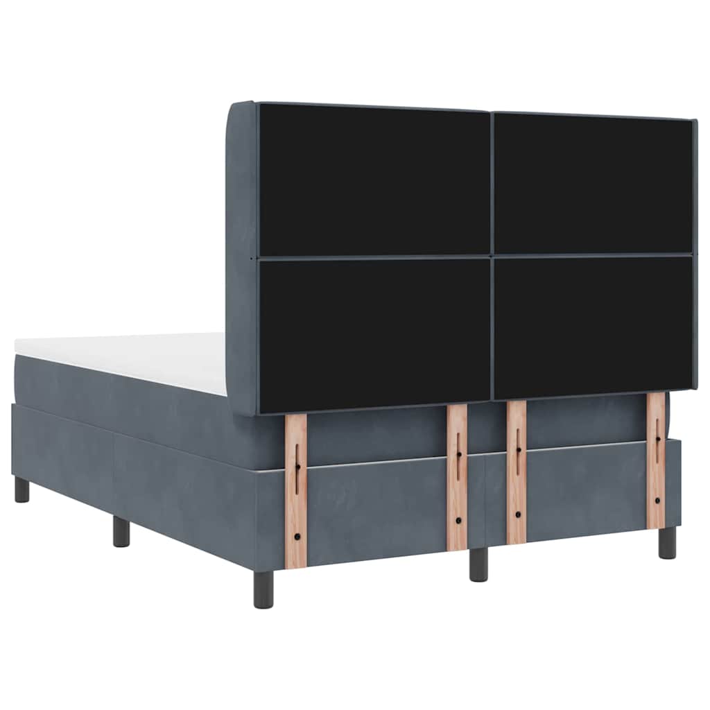 Lit à ressorts avec matelas Gris foncé 140 x 200 cm Velours