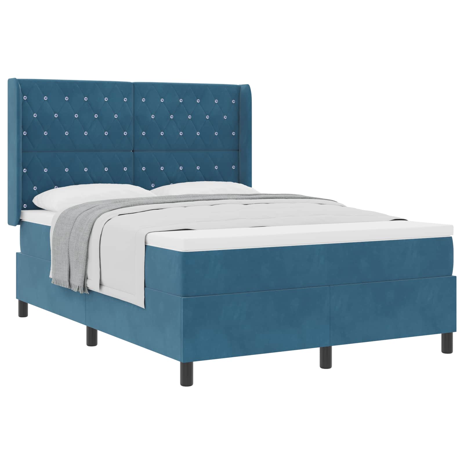 Lit à ressorts avec matelas Bleu 140 x 200 cm Velours - XIOS