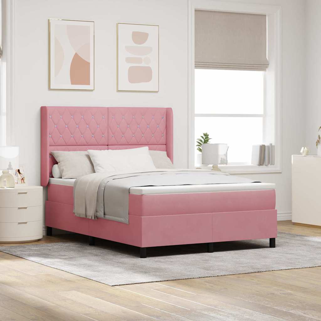 Lit à ressorts avec matelas Rose 160 x 200 cm Velours