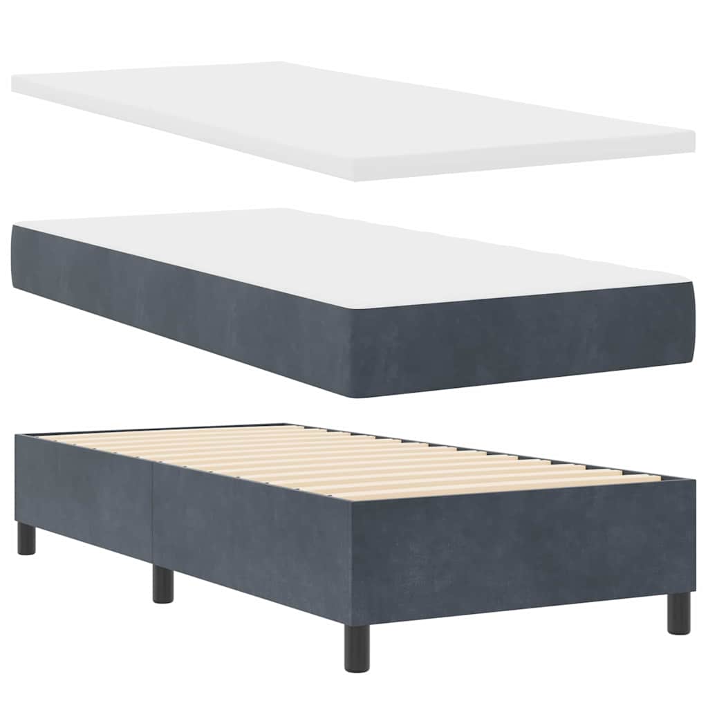Lit à ressorts avec tête de lit Gris foncé 90 x 190 cm Velours - XIOS