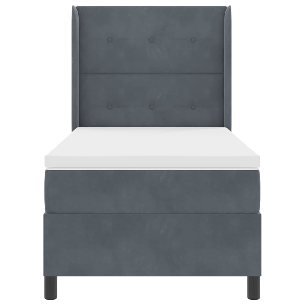 Lit à ressorts avec tête de lit Gris foncé 90 x 190 cm Velours - XIOS
