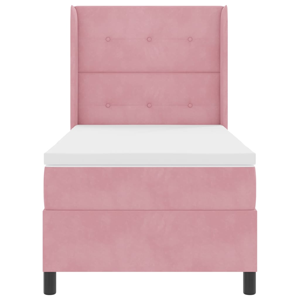 Lit à ressorts avec tête de lit Rose 90 x 200 cm Velours - XIOS