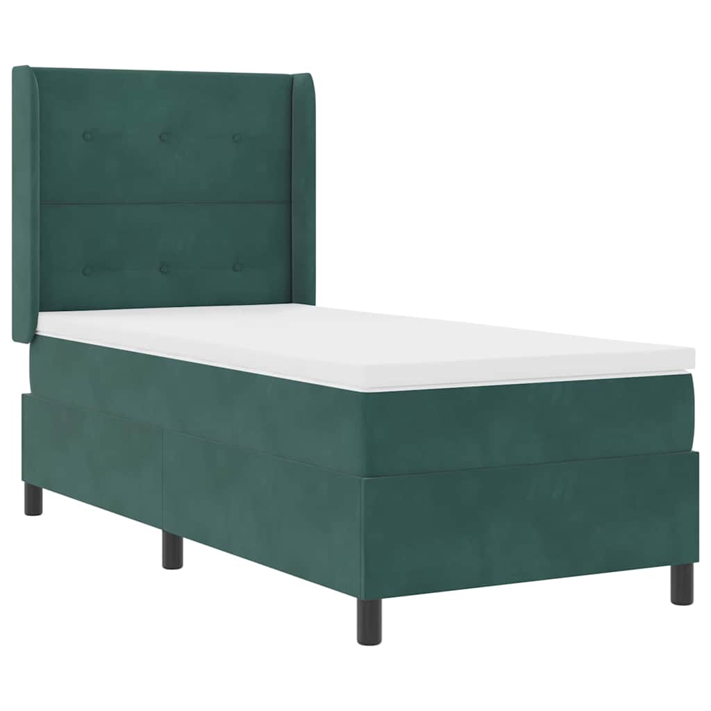Lit à ressorts avec tête de lit Vert foncé 100 x 200 cm Velours - XIOS