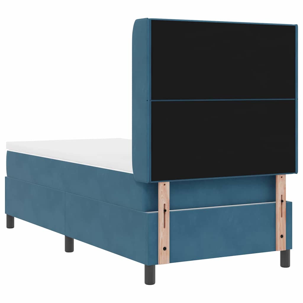 Lit à ressorts avec tête de lit Bleu 100 x 200 cm Velours - XIOS
