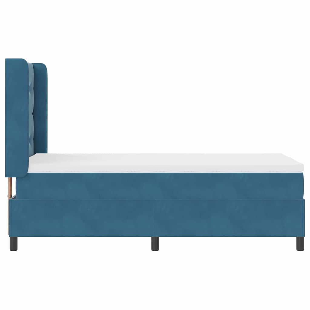 Lit à ressorts avec tête de lit Bleu 100 x 200 cm Velours - XIOS