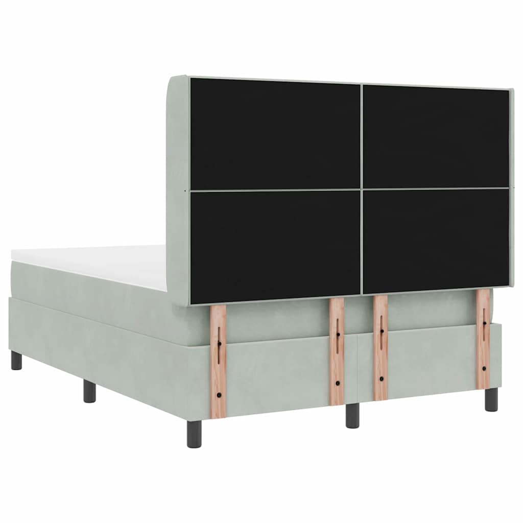 Lit à ressorts avec tête de lit Gris clair 140 x 190 cm Velours
